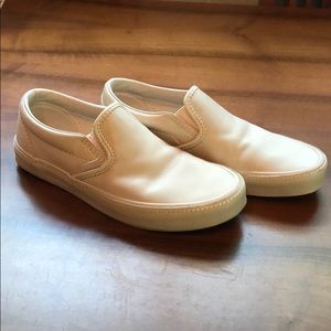 Vans Cream Slip-On Sneakers
